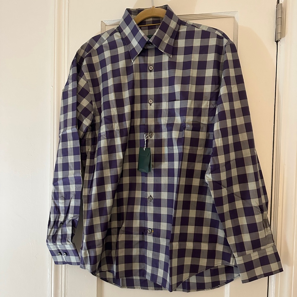 NWT Purple and White Checkered Shirt - Picture 2 of 4